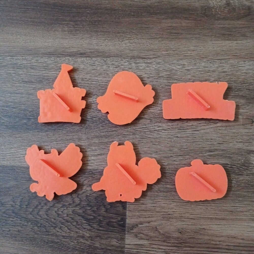 Lot Of 6 Orange Halloween Cookie Cutters Owl Ghost Pumpkin Devil Castle - Picture 2 of 2